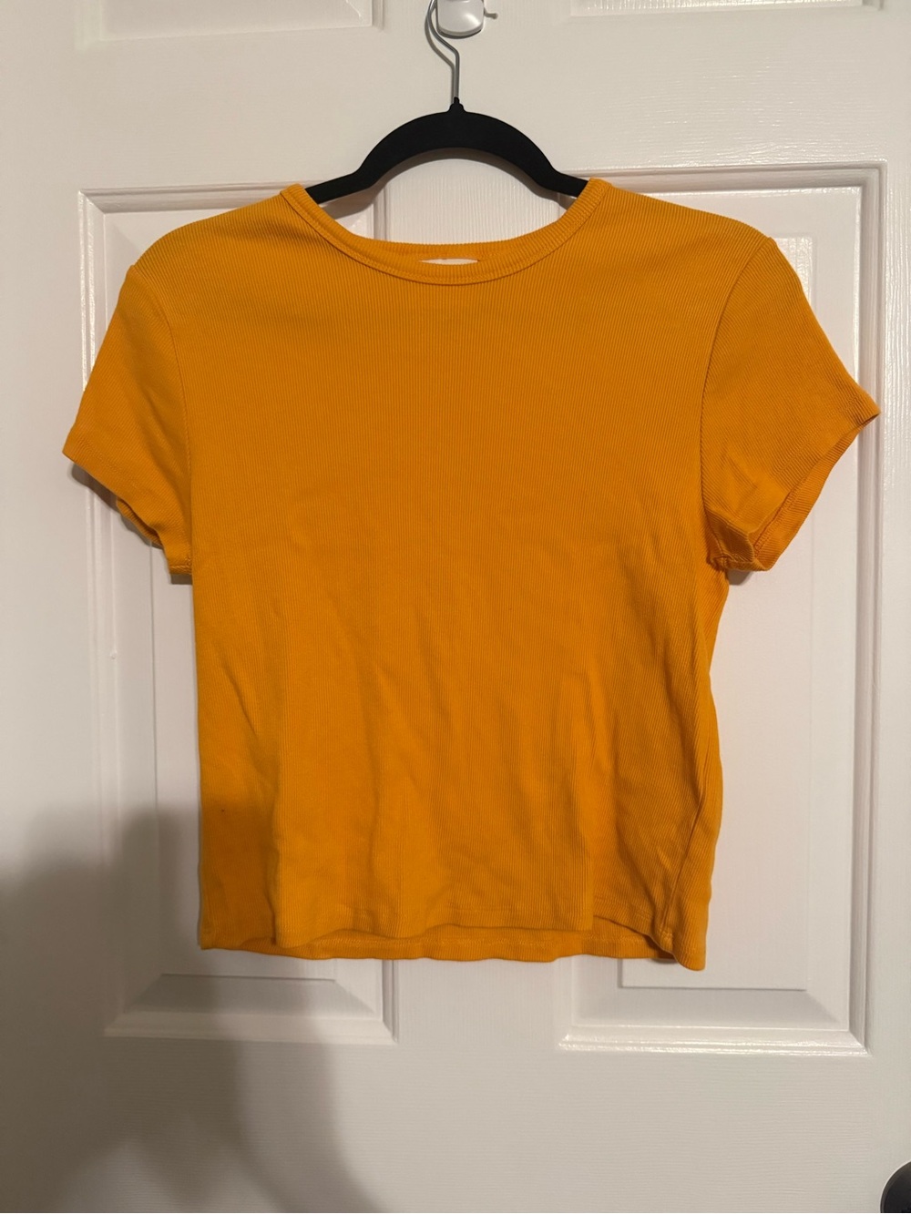 Maeve by Anthropologie Mustard Yellow Ribbed Short Sleeve Tee XL